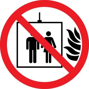 Do not use lift in case of fire sign. Stock Illustration