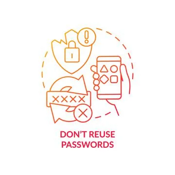 Do not use same passwords red gradient concept icon Stock Illustration