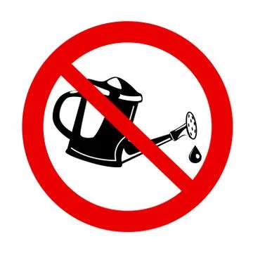 Do not water prohibition in red crossed out circle. Icon with dont watering Stock Illustration