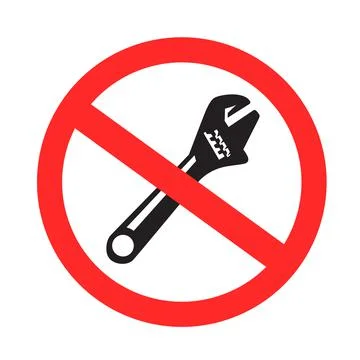 Do not work with adjustable wrench sign Illustrazione stock
