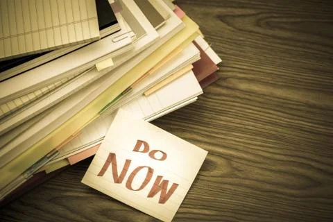 Do Now; The Pile of Business Documents on the Desk Stock Photos