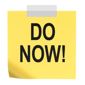Do Now, yellow sticky note. 3D rendering Stock Illustration