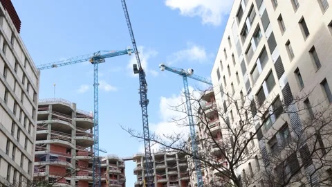 Via do Oriente, Parque das Nacoes, Lisbon, New buildings under construction Stock Footage 267088030