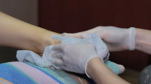 To do a pedicure, a process Stock Footage 64570077