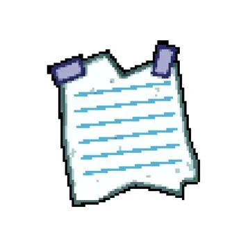 Do pinned torn paper notes pixel art vector illustration Stock Illustration