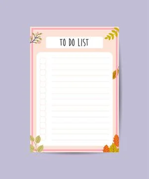 To do planner template Daily check list with floral background Memo pages to  Stockillustratie