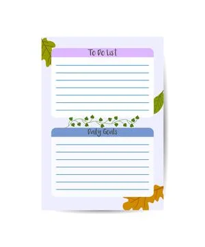 To do planner template Daily check list with floral design Planner with space Stock Illustration