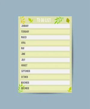 To do planner template Daily check list monthly list to do cartoon vector ill Stockillustratie