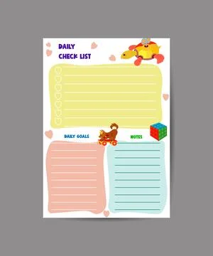 To do planner template. Daily check list. Organizer and schedule with place f Stock Illustration