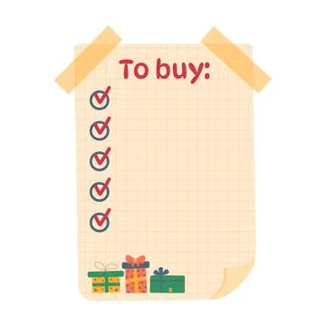 To do planner template with sticky note tapes. To buy list with check marks.. Stockillustratie