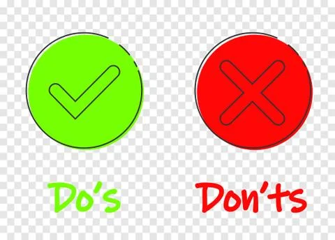Do s and don ts sign icon in flat style. Like, unlike vector illustration on Stock Illustration