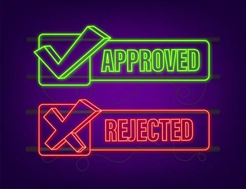 Do s and Don ts like thumbs up or down. Neon icon. Vector stock illustration Illustrazione stock