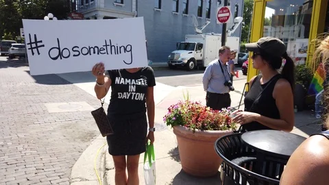 Do something gun control sign in dayton ohio site of mass shootings 4K Video stock 113827232