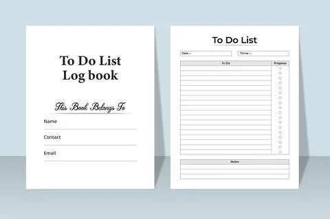 To do task logbook. KDP interior to do list logbook. Tasklist line art vector Stock Illustration