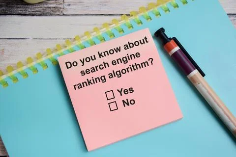 Do you know about search engine ranking algorithm write on sticky notes Stock Photos