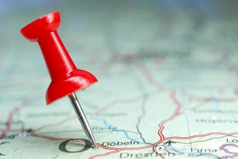 Dobeln, Germany pin on map Stock Photos