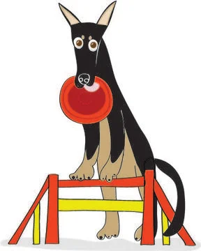 Doberman dog doing agility Stock Illustration