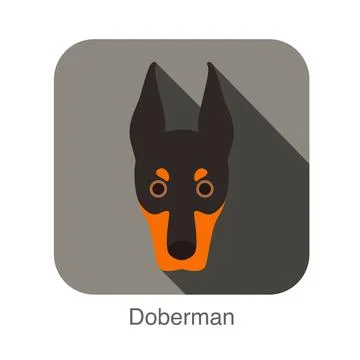 Doberman dog face flat icon, dog series Stock Illustration