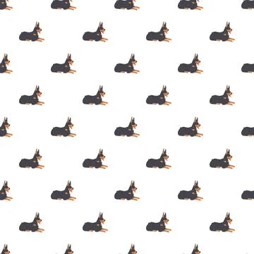 Doberman dog seamless pattern background repeating texture イラスト素材