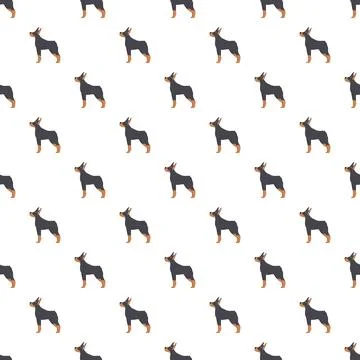 Doberman dogs pattern repeating seamlessly on white background Illustrazione stock