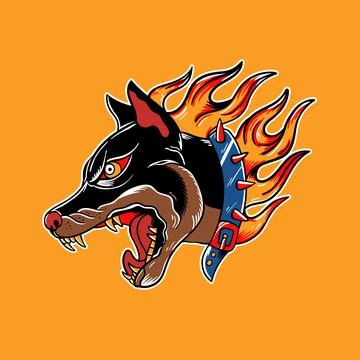 Doberman with fire Stock Illustration