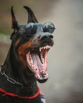 Doberman with glasses Stock Photos