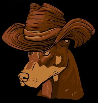 Dobermann dog face with hat vector illustration Stock-Illustration
