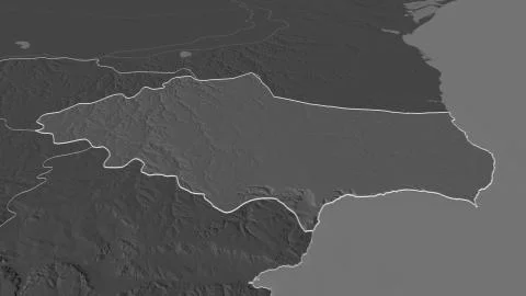 Dobrich, Bulgaria. Bilevel elevation map with surface waters Stock Illustration