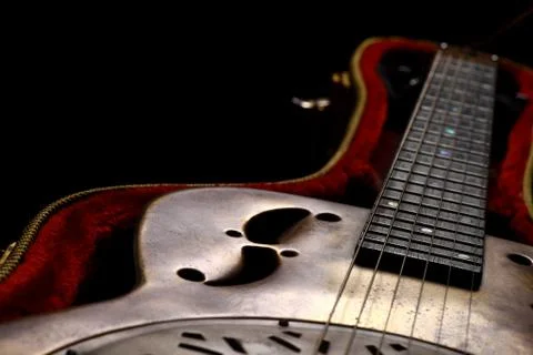 Dobro guitar in case Stock Photos