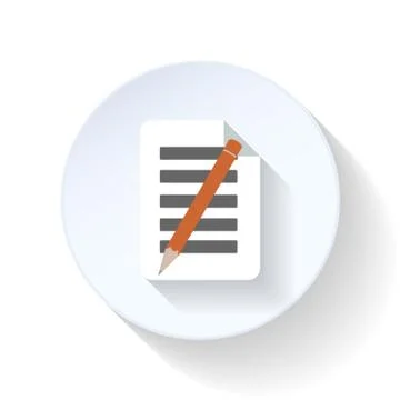 Doc and pencil flat icon Stock Illustration