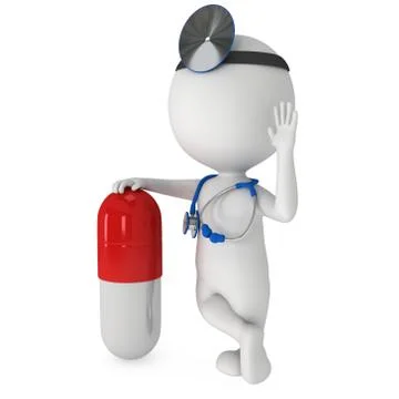 Doc and pill capsule greeting Stock Illustration