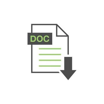 DOC Document Download Icon Vector Template Illustrazione stock