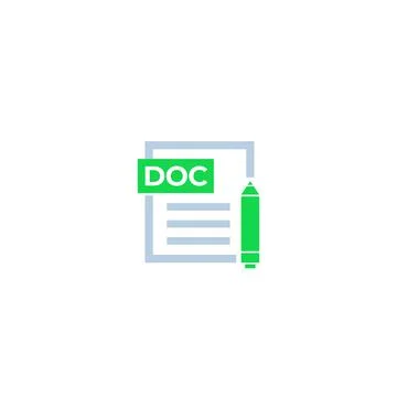 DOC document edit icon, vector Stock Illustration