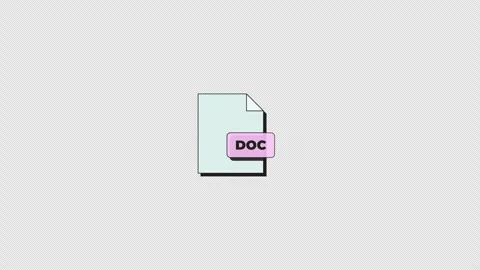 DOC document file format neubrutalism UI element animation Stock Footage 336186579