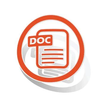 DOC document sign sticker, orange Stock Illustration