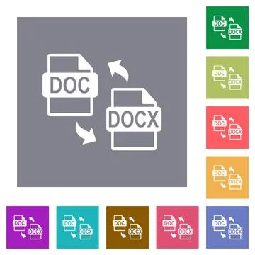 DOC DOCX file conversion square flat icons イラスト素材