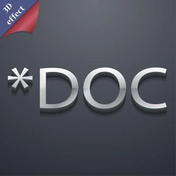 Doc file extension icon symbol. 3D style. Trendy, modern design with space for y Stock Illustration