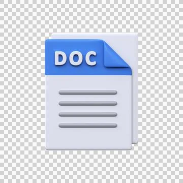 DOC file, format, 3D icon. Stock Illustration