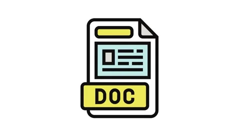 Doc file format document color icon animation Stock Footage 326100800