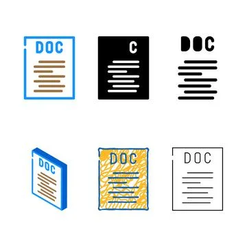Doc file format document color icon vector set Illustrazione stock