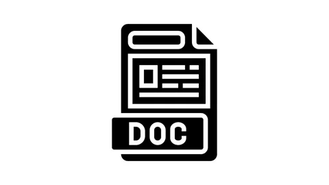 Doc file format document glyph icon animation Stock Footage 326158701