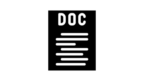 Doc file format document glyph icon animation Stock Footage 326746659