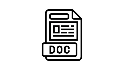 Doc file format document line icon animation Stock Footage 326137081