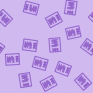 Doc file format document line vector seamless pattern Stock Illustration