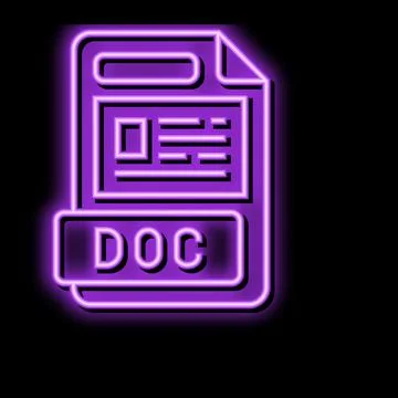 Doc file format document neon glow icon illustration Illustrazione stock