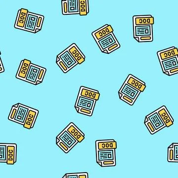 Doc file format document vector seamless pattern イラスト素材