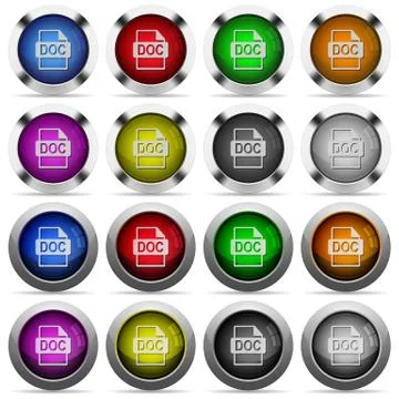 DOC file format glossy button set Stockillustratie
