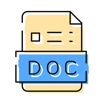 Doc file format icon displaying text document 스톡 일러스트