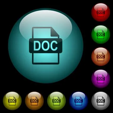 DOC file format icons in color illuminated glass buttons イラスト素材