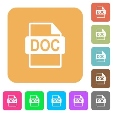 DOC file format rounded square flat icons Illustrazione stock